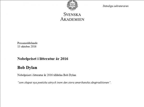 Nobel Dylan Nobel Dylan