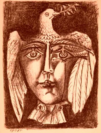 LE VISAGE DE LA PAIX en sépia <br />
Pablo Picasso – 1951