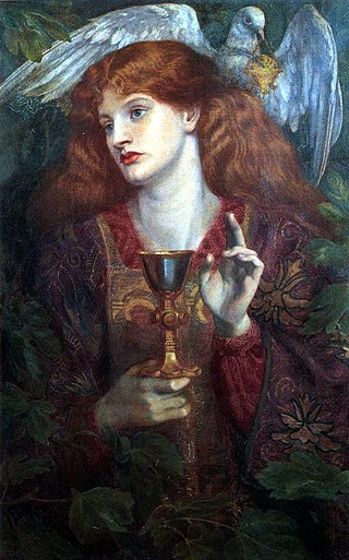 The Holy Grail held by Mary Magdalene, by Dante Gabriel Rossetti, 1874.