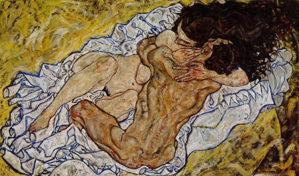  Egon Schiele Die Umarmung (Liebespaar II) - Wien,  Schloss Belvedere , 1917 (Foto: Johannes Stoll)  