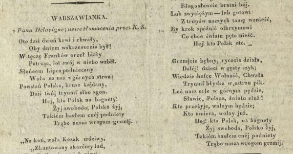 La Varsovienne [de 1831], <i>ou</i> Il s'est levé, voici le jour sanglant [Warszawianka 1831 roku]